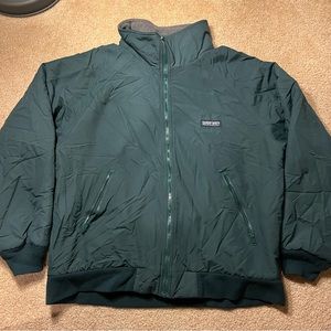 A green lands end large raincoat.